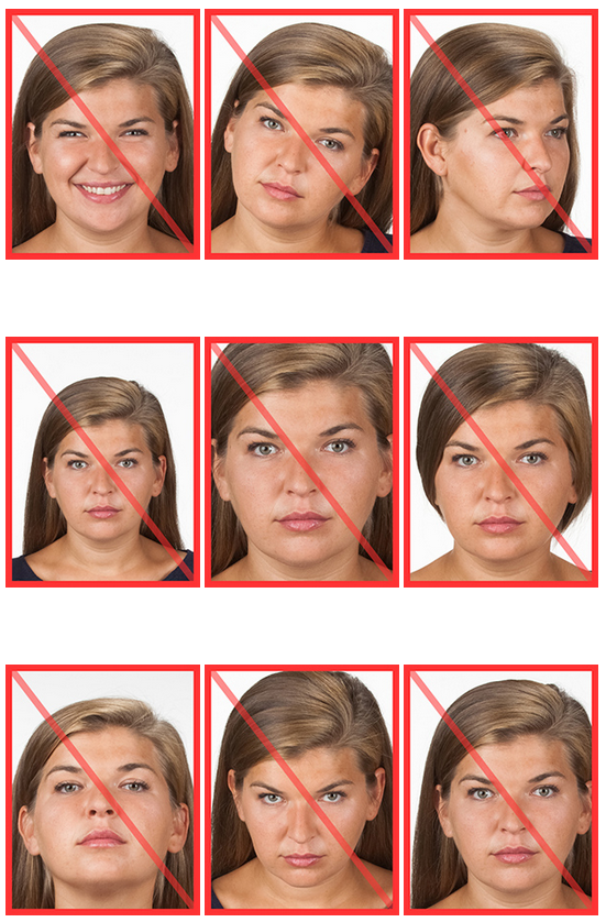 Examples of incorrect photos