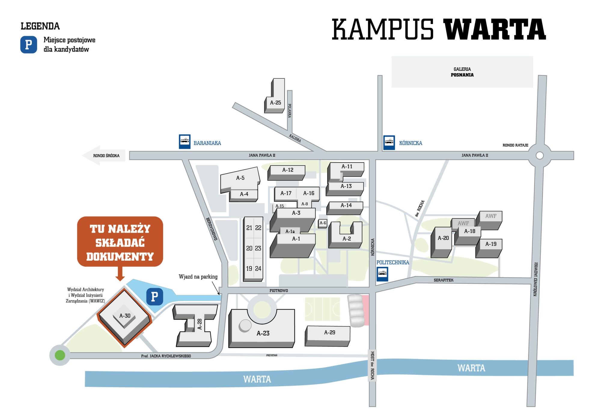 mapa kampusu Warta