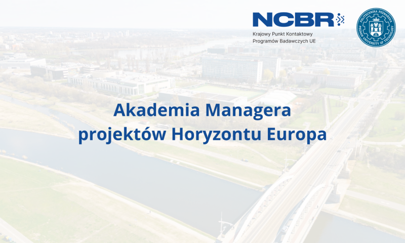 logo PP, logo KPK, napis Akademia Managera, w tle kampus PP