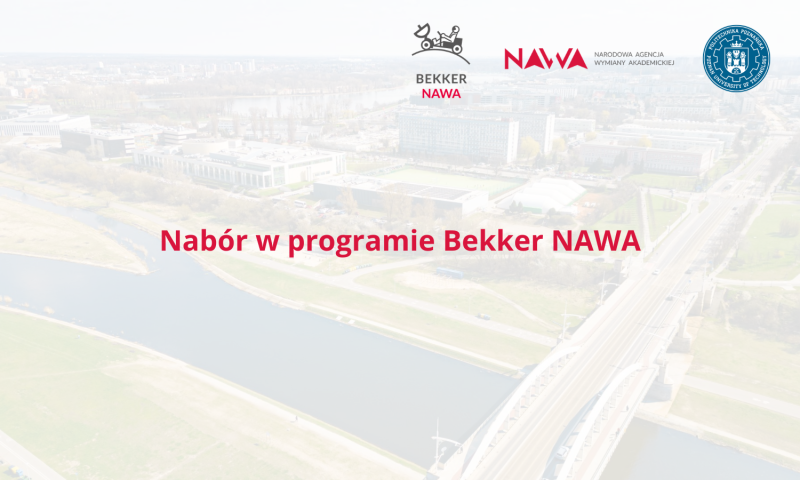logo PP, logo NAWA, program Bekker NAWA, w tle kampus PP