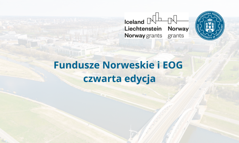 logo PP, logo Funduszy Norweskich i EOG, nagłówek o Funduszach, w tle kampus PP